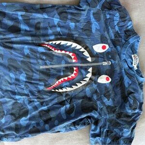 Bape Blue Shark Teeth Short Sleeve Tee